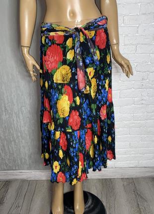 Винтажная юбка плиссе юбка меди в цветочный принт винтаж Jammerite, s-m3 фото