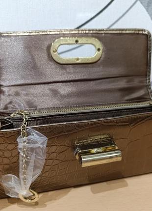 Новый женский прямоугольный кошелек клатч золотой металлик oriflame