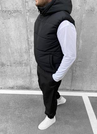 Мужская жилетка на весну в черном цвете premium качества, стильная и удобная жилетка на каждый день5 фото