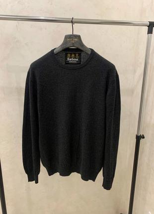 Шерстяной свитер джемпер barbour темно серый