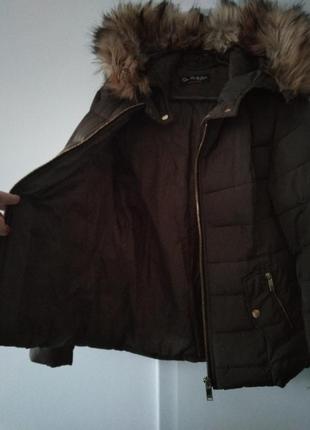 Женская куртка-пуховик с капюшоном miss selfridge хаки3 фото