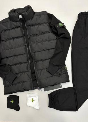 Мужской комплект жилетка-костюм stone island на весну premium качества + носки в подарок, стильный и удобный комплект на каждый день