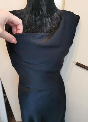 Черное платье в бельевом стиле макси атлас5 фото