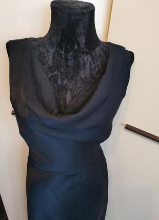 Черное платье в бельевом стиле макси атлас3 фото