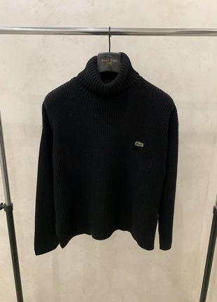 Вязаний светр lacoste джемпер гольф пуловер чорний