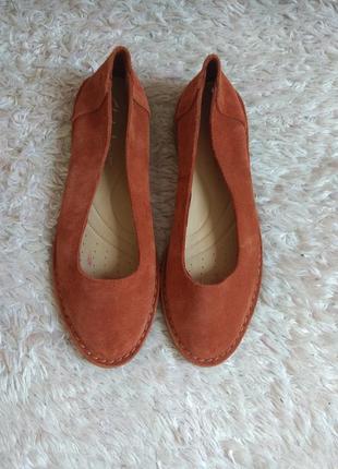 Туфлі лодочки класичні замшеві без каблука, clarks, р 37 38, устілка 24,5 см 24 см