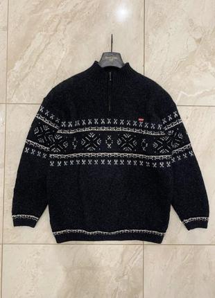 Винтажный вязаный свитер levi’s levis темно серый джемпер шерстяной
