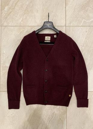 Вовняний кардиган scotch & soda бордовий светр на ґудзиках джемпер