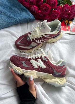 Шикарные женские кроссовки new balance 9060 burgundy бордовые