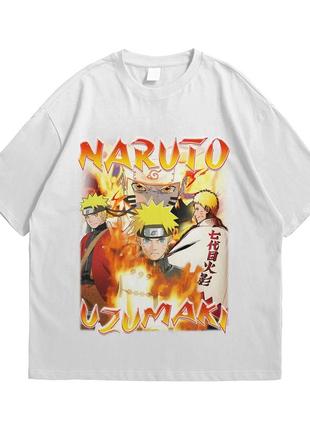 Футболка з принтом аніме naruto uzumaki xl білий