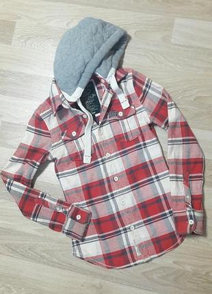 Рубашка в клетку клетчатая  куртка-рубашка со съёмным капюшоном superdry