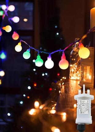 Гирлянда anorlite fairy lights plug in powered, 120led 15m/49ft globe string lights, 8 режимов рождественских1 фото