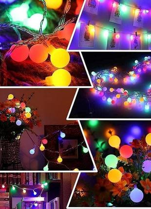 Гирлянда anorlite fairy lights plug in powered, 120led 15m/49ft globe string lights, 8 режимов рождественских6 фото