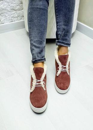 Женские замшевые ботинки на меху, разные цвета3 фото