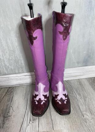 Вінтажні шкіряні чоботи в ковбойському стилі яскраві ковбойки казаки buffalo 35р2 фото