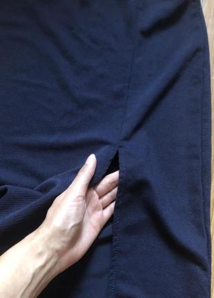 Юбка карандаш с разрезом завышенная талия трикотаж миди стильная юбка с разрезом2 фото