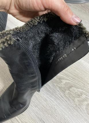 Винтажные кожаные ботиночки зимние ботильоны на меху бренда stuart weitzman, 41р9 фото