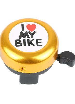 Дзвінок dn bl-005 i love my bike, золотий (bl-005-gold)1 фото