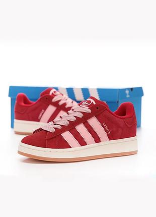 Шикарные женские кроссовки adidas campus 00s scarlet pink gum красные