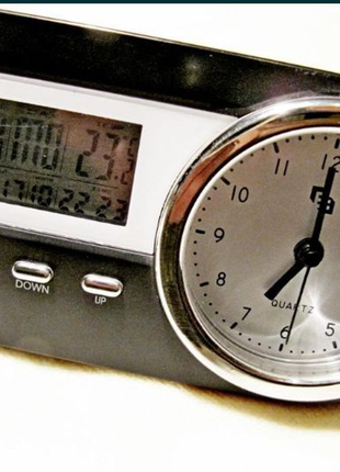 Годинник настільні з термометром і будильником, нові1 фото