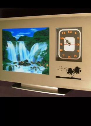 Часы- картина с подсветкой "водопад" с часами.