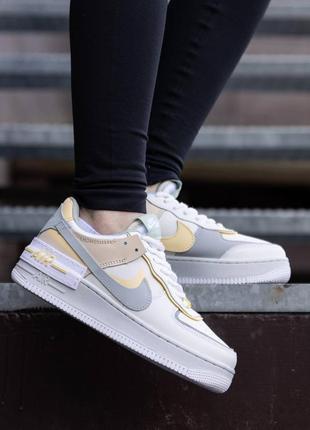 Nk135 кроссовки в стиле air force 1 shadow white yellow4 фото