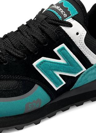 Мужские кроссовки new balance 574  tp2 black turquoise ( нев балланты)6 фото