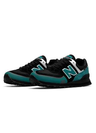 Мужские кроссовки new balance 574  tp2 black turquoise ( нев балланты)7 фото