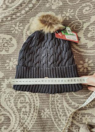 Теплая зимняя шапка с помпоном3 фото