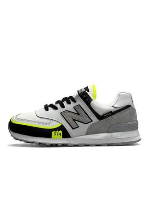 Чоловічі кросівки new balance 574 tp2 white yellow neon (нев балланти)