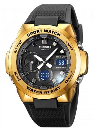 Чоловічий наручний кварцовий (електронний)  годинник skmei 2105gd gold