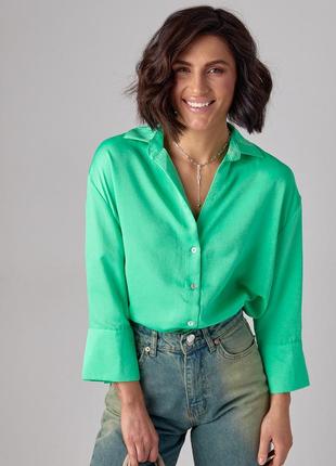 Женская рубашка с укороченным рукавом - салатовый цвет, s (есть размеры)5 фото