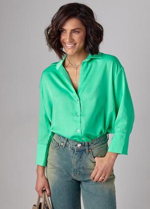 Женская рубашка с укороченным рукавом - салатовый цвет, s (есть размеры)