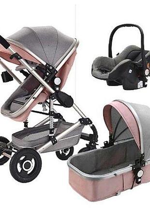 Детская коляска-трансформер b.childhood 3-in-1 model 739 стандартная коляска, летний...