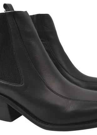 Ботинки женские из натуральной кожи,на низком каблуке,черные,турция lottini, 36
