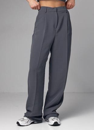 Классические брюки со стрелками прямого кроя - серый цвет, l (есть размеры)6 фото