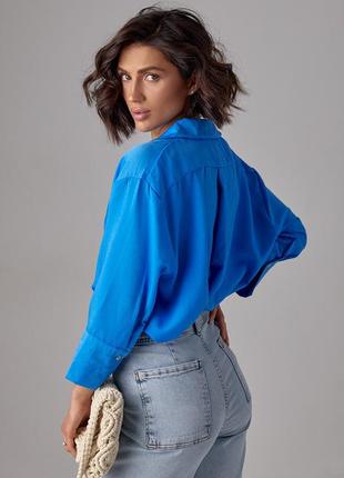 Женская рубашка с укороченным рукавом - голубой цвет, m (есть размеры)2 фото