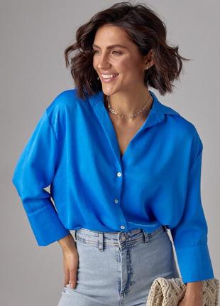 Женская рубашка с укороченным рукавом - голубой цвет, m (есть размеры)5 фото