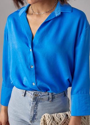 Женская рубашка с укороченным рукавом - голубой цвет, m (есть размеры)4 фото