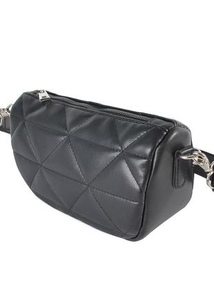 Черная - стильная, качественная, стеганная кросс-боди сумочка на молнии (луцк, 828)2 фото