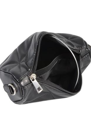 Черная - стильная, качественная, стеганная кросс-боди сумочка на молнии (луцк, 828)4 фото