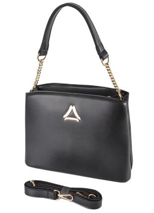 Елегантна сумка жіноча чорна 3 містка сумка на плече сумка з плечовим ременем ланцюжок через плече