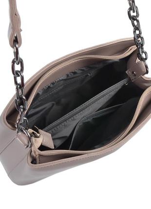 Чорна з - якісна та елегантна сумочка з ручкою у комбінації шкірзамінника та металевого ланцюжка (луцьк, 628)8 фото