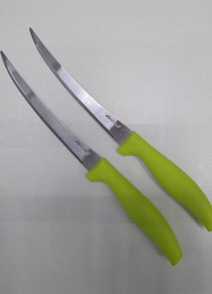Набір ножів kamille 2 предмети з неіржавкої сталі з пластиковими ручками салатовий km-5311