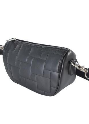 Черная - стильная, качественная, стеганная кросс-боди сумочка на молнии (луцк, 831)2 фото