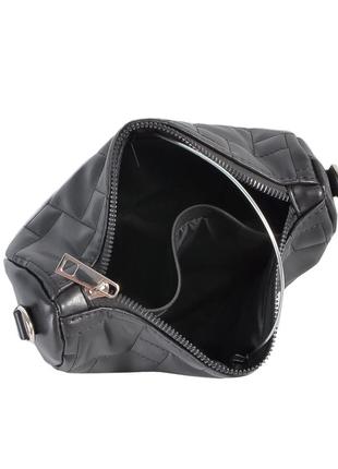 Черная - стильная, качественная, стеганная кросс-боди сумочка на молнии (луцк, 831)3 фото