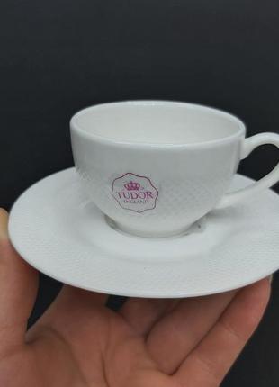 Чашка кофейная с блюдцем interos tudor tu1843 сетка фарфоровая 90 мл1 фото