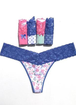 Стрінги з бавовни з мереживним поясом primark