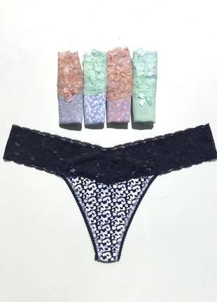 Стрінги з бавовни з мереживним поясом primark