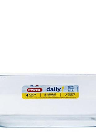 Форма скляна з пластиковою кришкою 3,5 л 28*23*9.3 см прямокутна pyrex daily 344p0003 фото